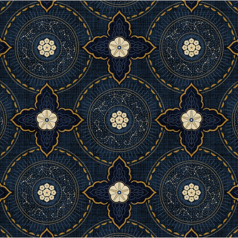 Starfall ~ Navy Medallion ~ R751003D Navy 1/2 Yard