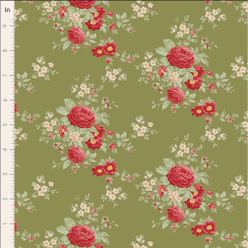 Tilda ~ Merry Little Christmas ~ Carol ~ TIL100632 Moss 1/2 Yard