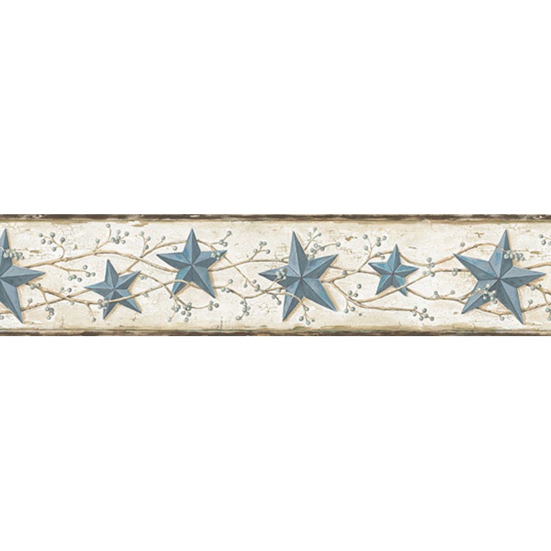 3123-65366 Heritage Blue Tin Star Border Per Roll