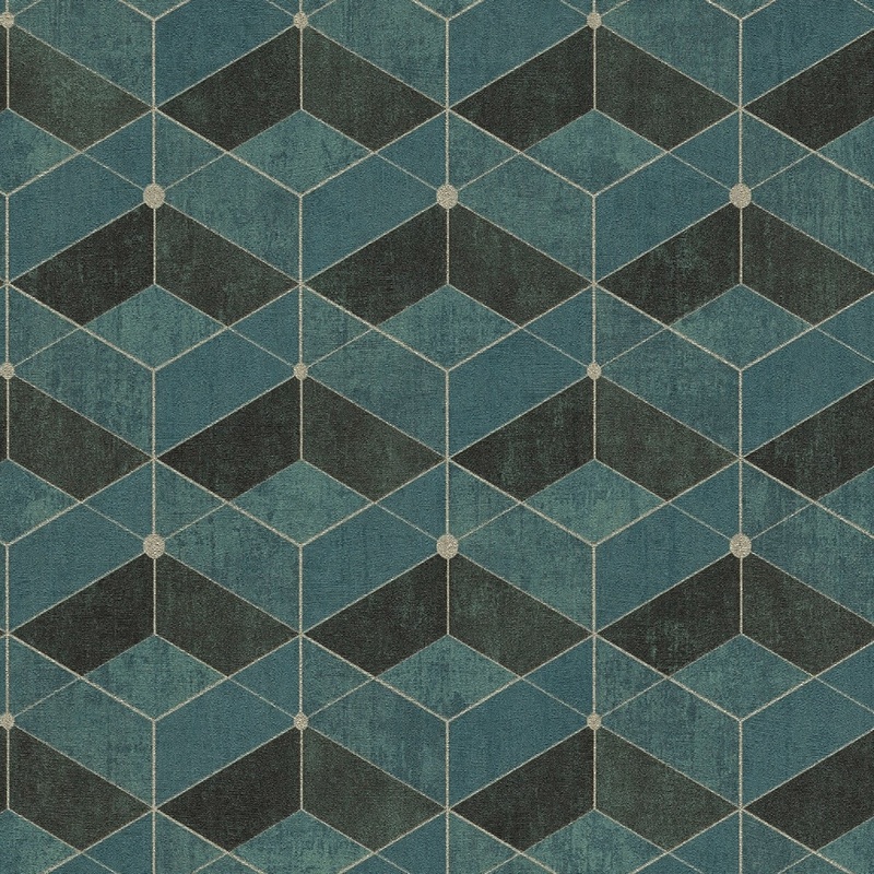 4082-382023 Muir Teal Geo Wallpaper Per Bolt