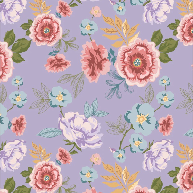Nature Sings ~ Rose Garden ~ NS24120 Lavender 1/2 Yard