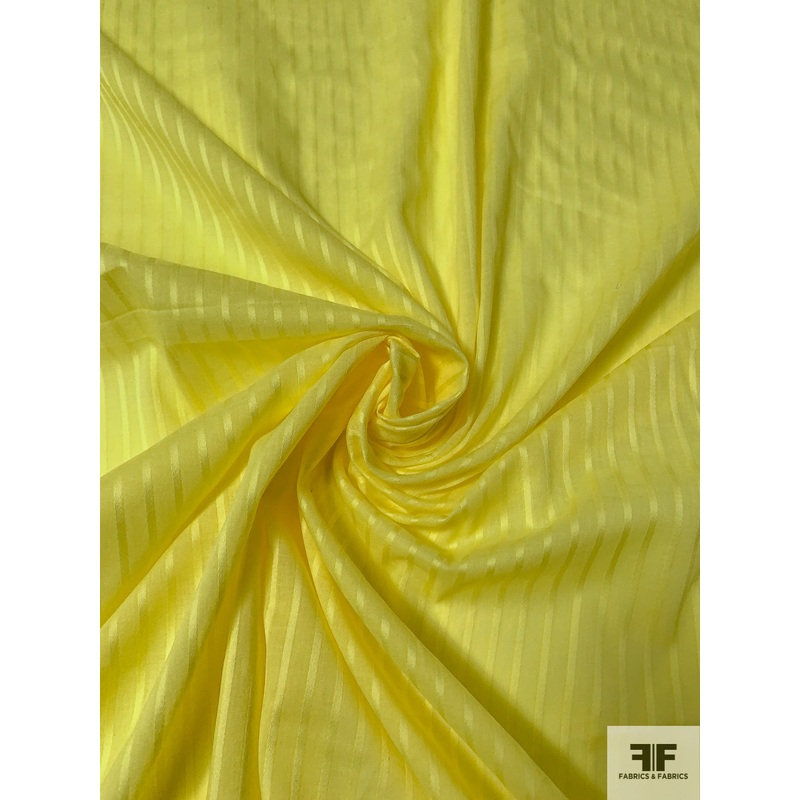 Vertical Shadow Striped Cotton Voile – Bright Yellow Fabric by the Yard