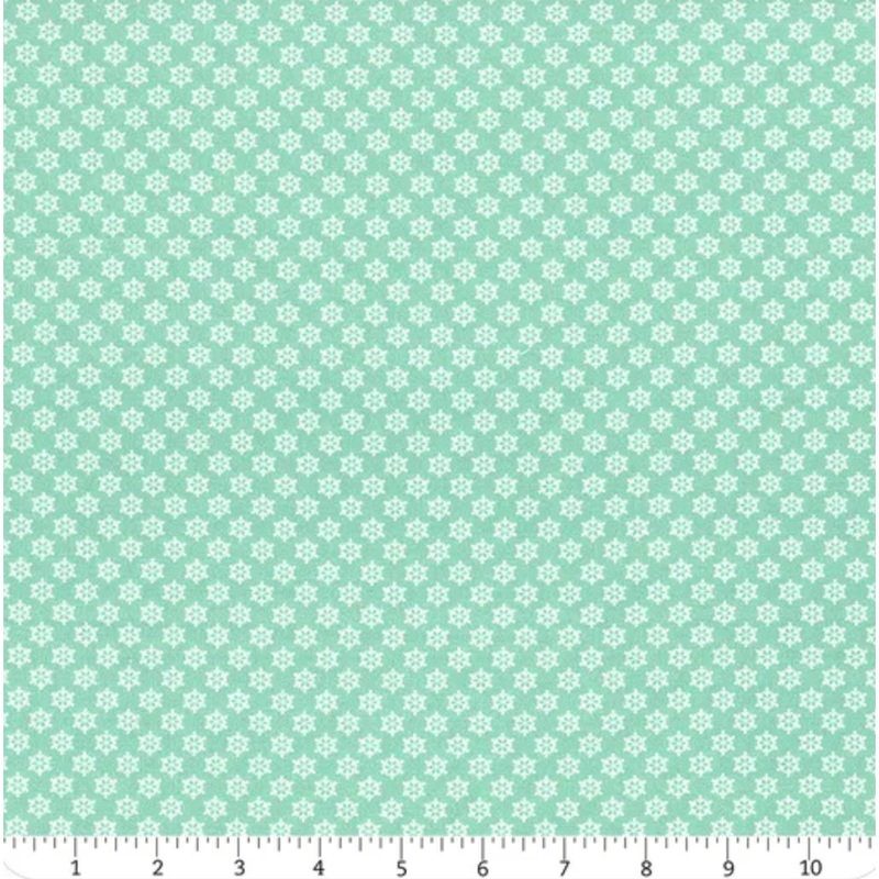 Owl Be Home for Christmas ~ Snowflake Mini 16585-84 Turquoise 1/2 Yard
