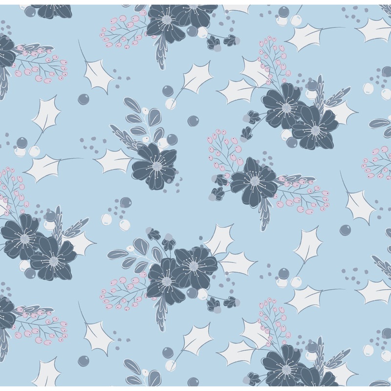 Winer Grdens ~ Main Floral ~ Y4126-87 Light Denim 1/2 Yard
