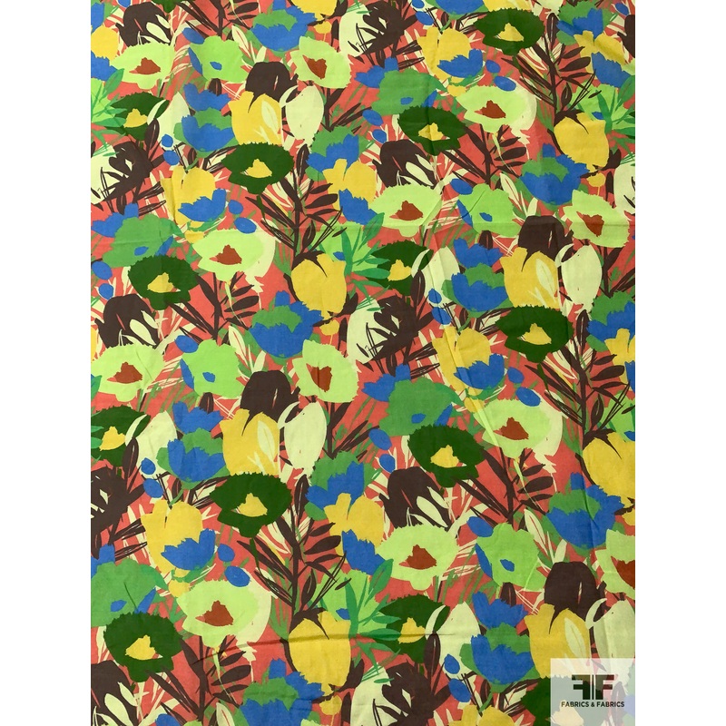 Floral Shrubs Printed Cotton Voile – Multicolor Fabric by the Yard