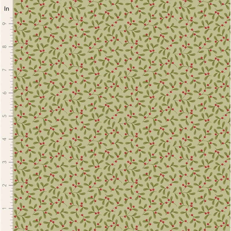 Tilda ~ Merry Little Christmas ~ Mistletoe ~ TIL100633 Pistachio 1/2 Yard