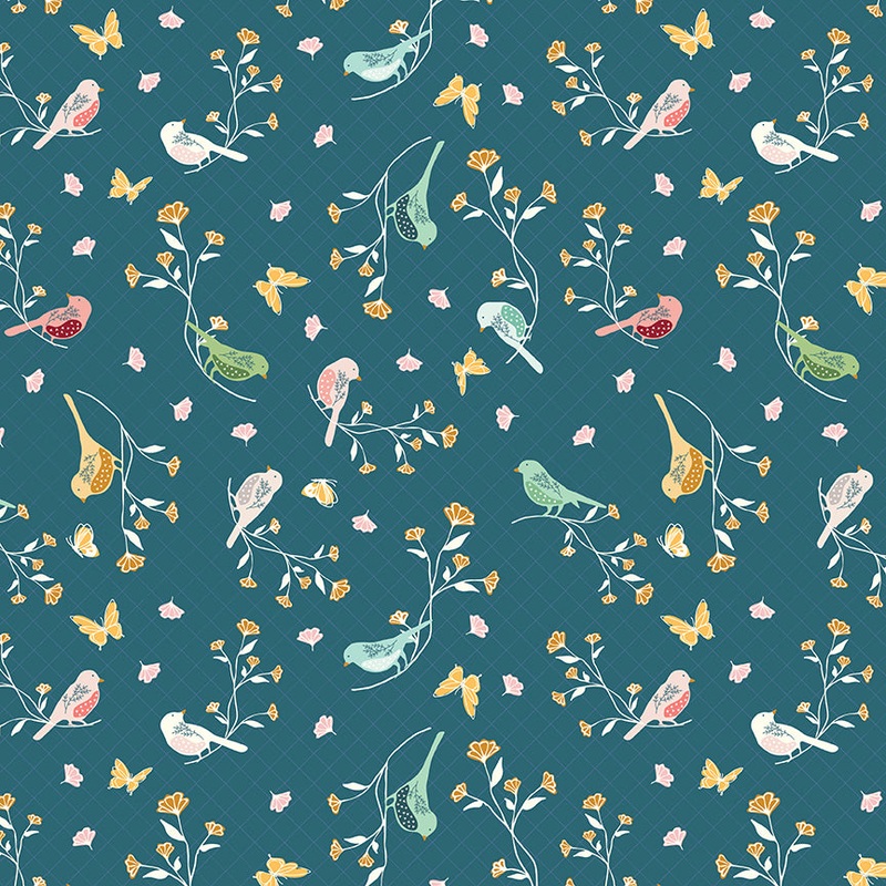 Melody ~ Floral Birds ~ C15141-COLONIAL 1/2 Yard